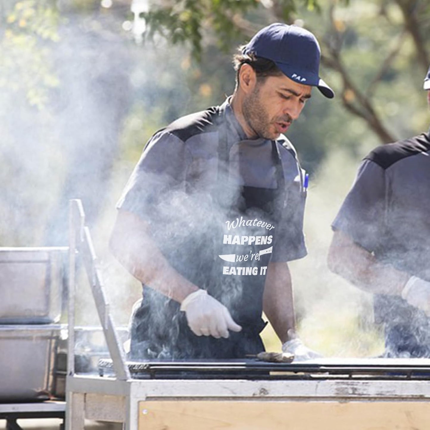 Delantal chef con bolsillos para cocinar a la parrilla