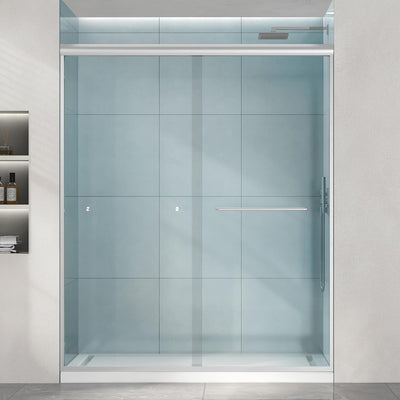 Puerta ducha deslizante 56-60x72pulg vidrio templado níquel
