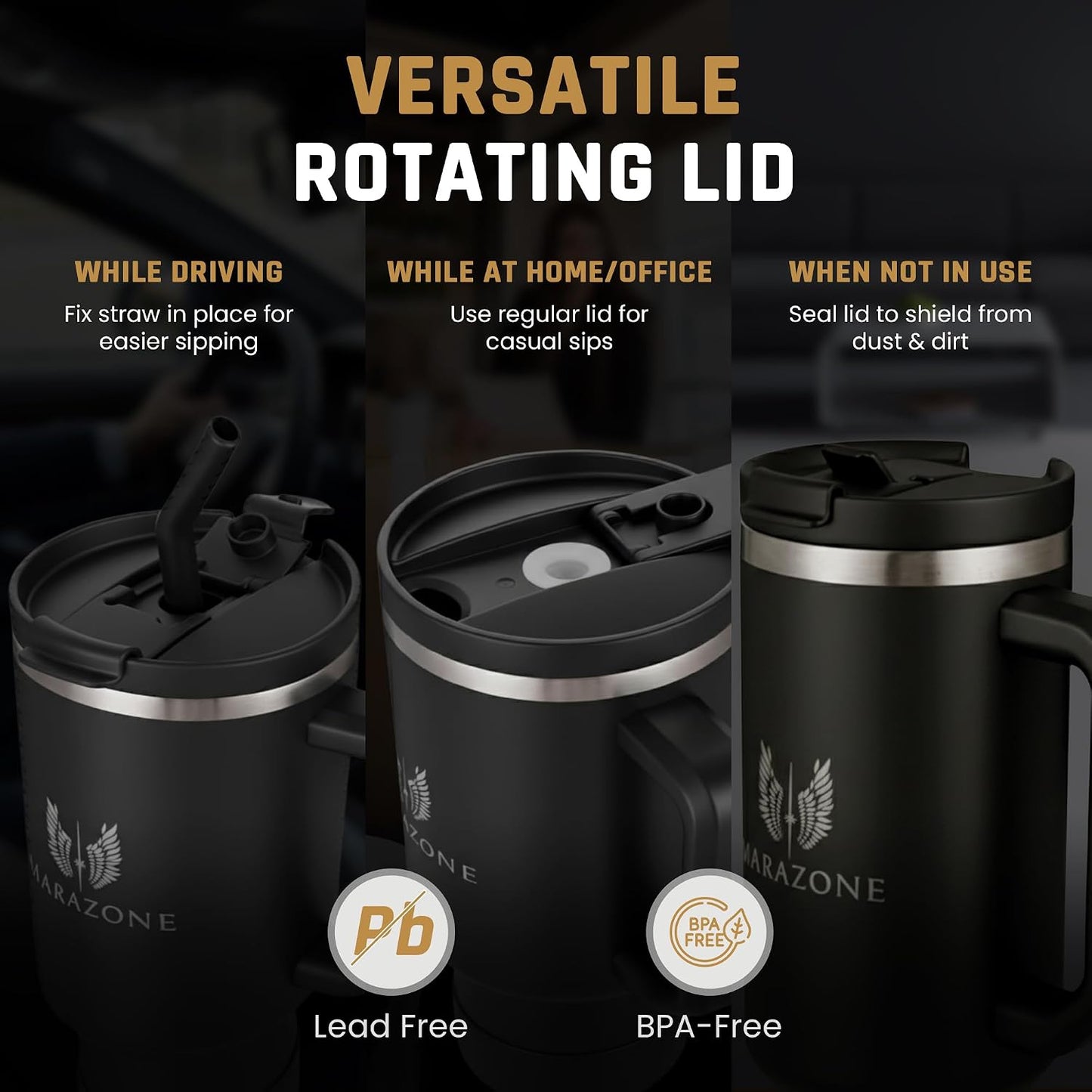 Vaso térmico acero inox 40oz con asa y pajilla