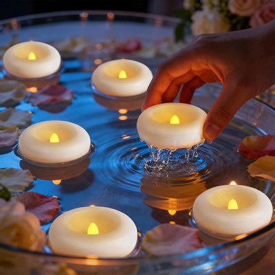 Velas LED flotantes 2.75pulg sin llama para centros de mesa