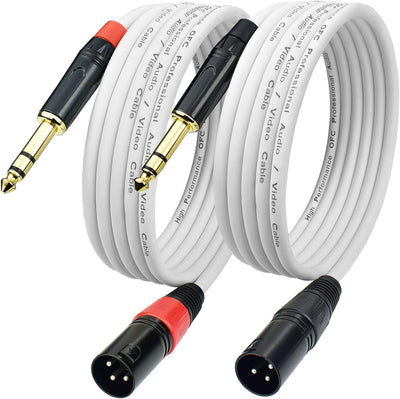 Cable XLR macho a 1/4 pulg TRS chapado oro sin ruido set 2