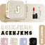 Bolsa maquillaje pana beige hebilla anillo monograma