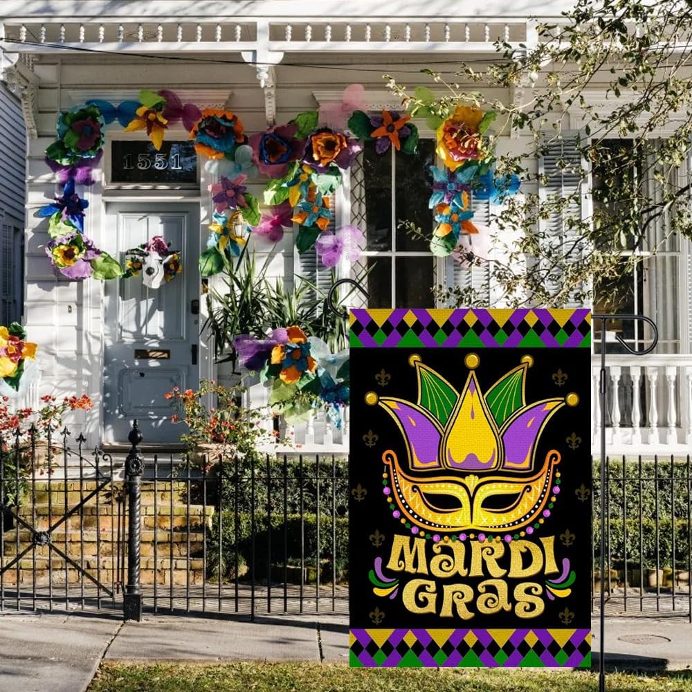 Máscara Mardi Gras 12x18pulg flor de lis doble cara