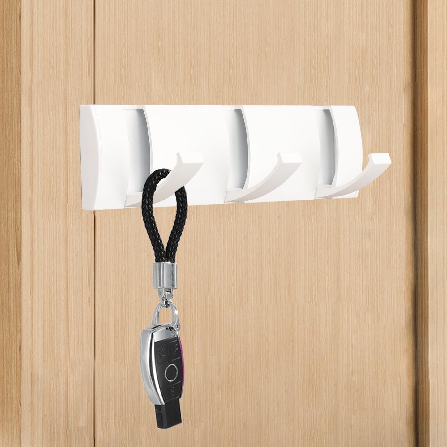 Perchero plegable pared 3 ganchos retráctiles acero inox blanco