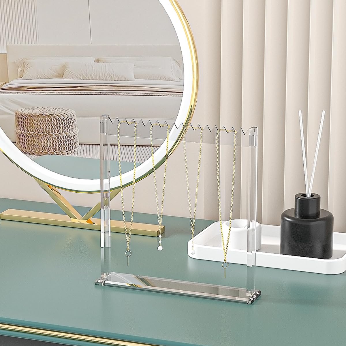 Soporte acrílico organiz. joyas transparente