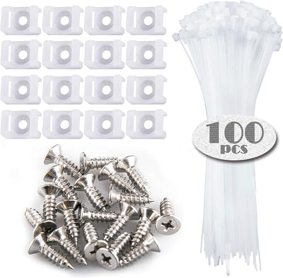 100 Pzas Soporte Cables S de Rosca Profunda Blanco