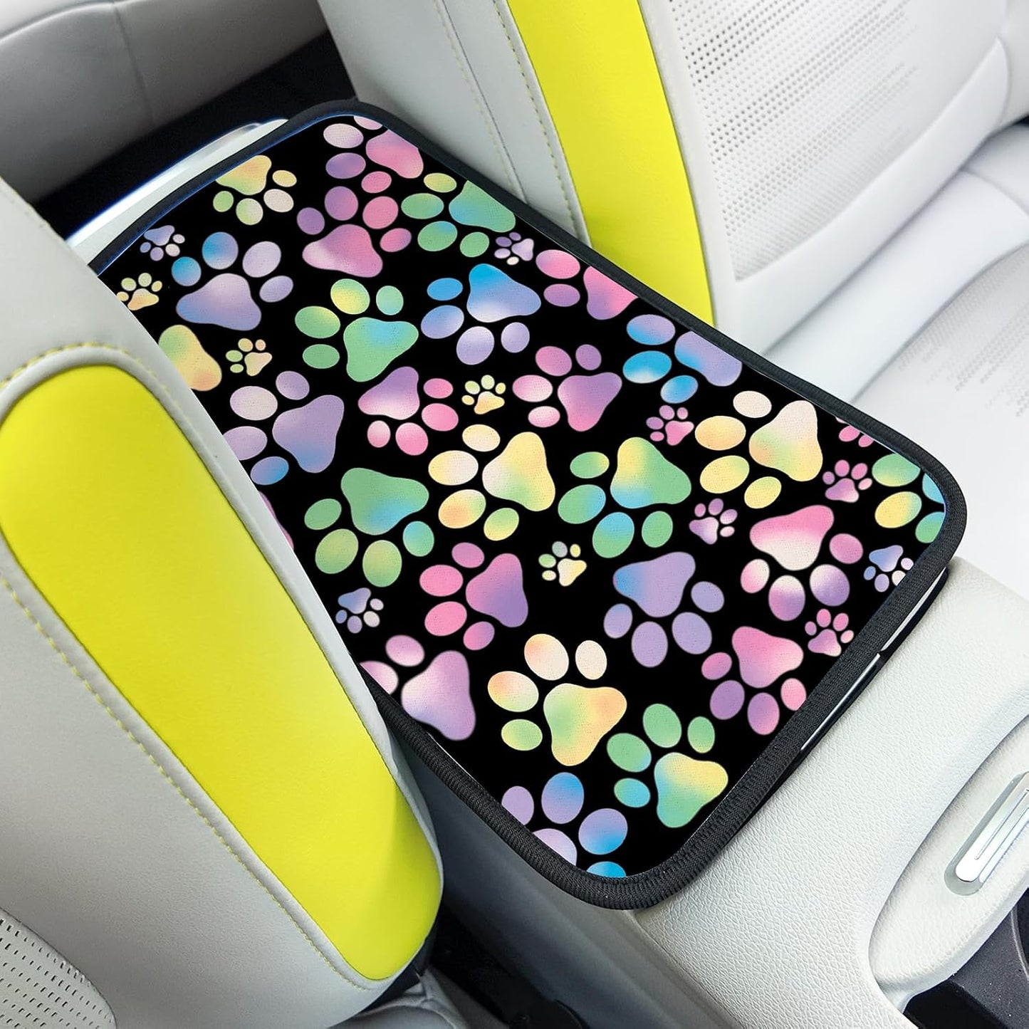 Funda consola coche huella pata perro 2 reposabrazos