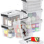 Cajas plástico transparente 6qt con asa 6 pzas