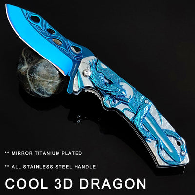 Navaja plegable 3D DRAGÓN con clip para hombres EDC