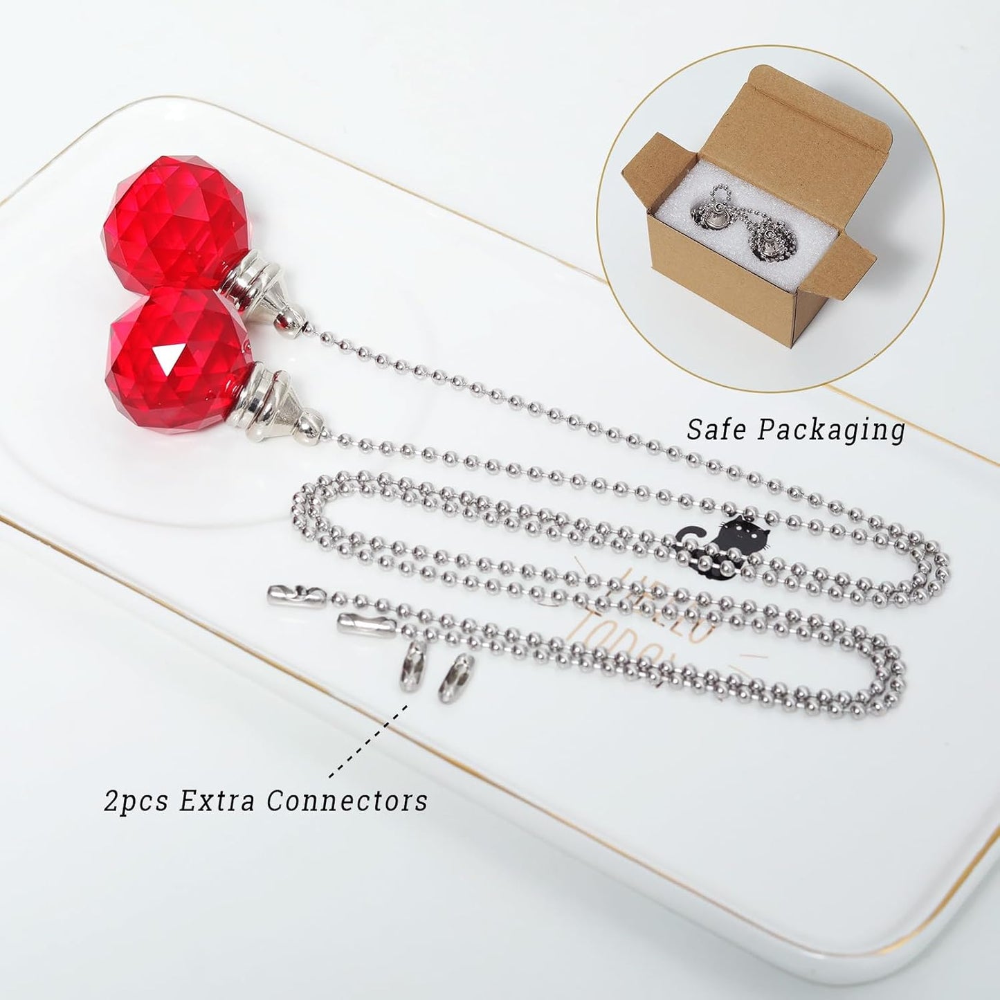 Cadena de cristal para ventilador techo 1.18pulg con conector