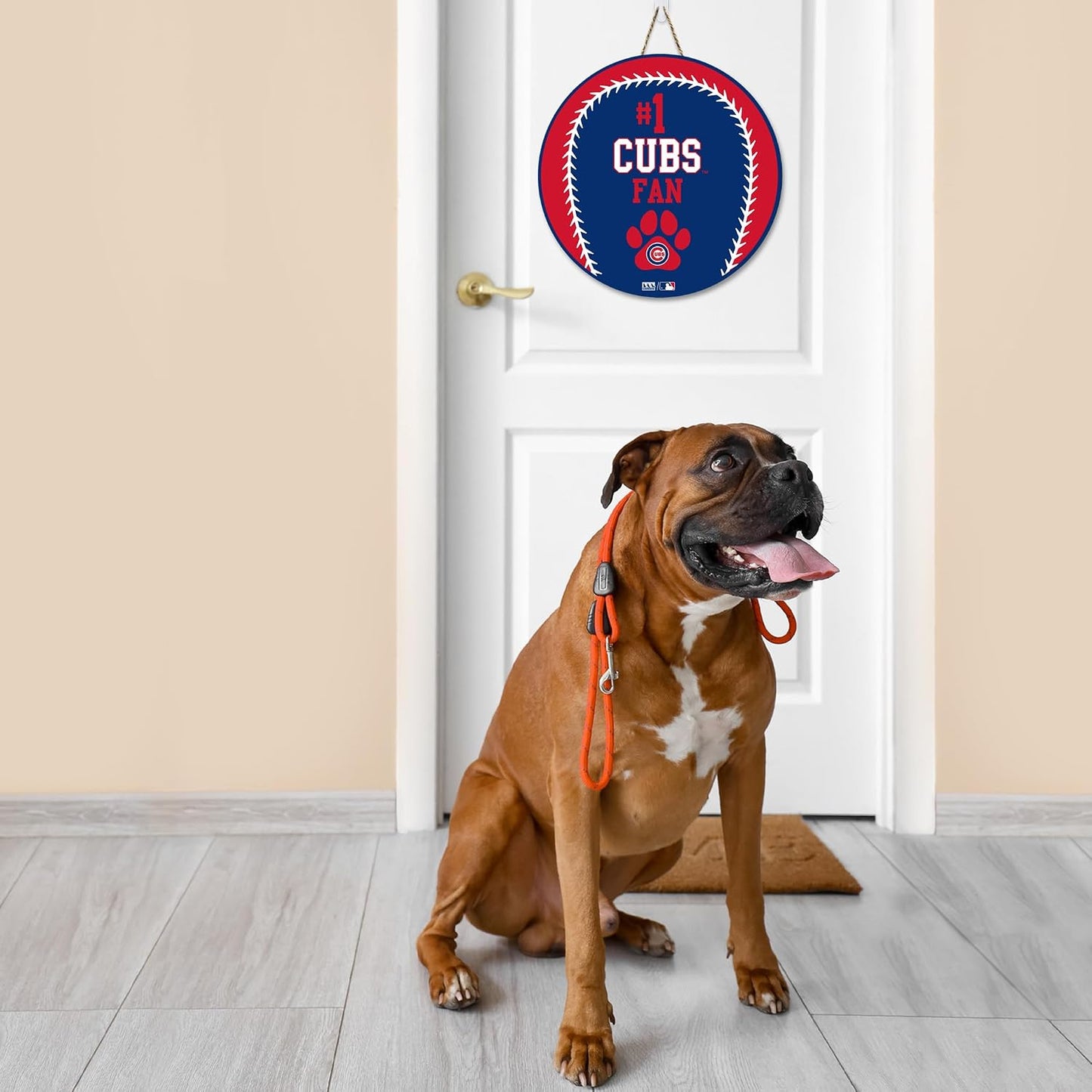 Letrero MLB Chicago Cubs forma béisbol madera