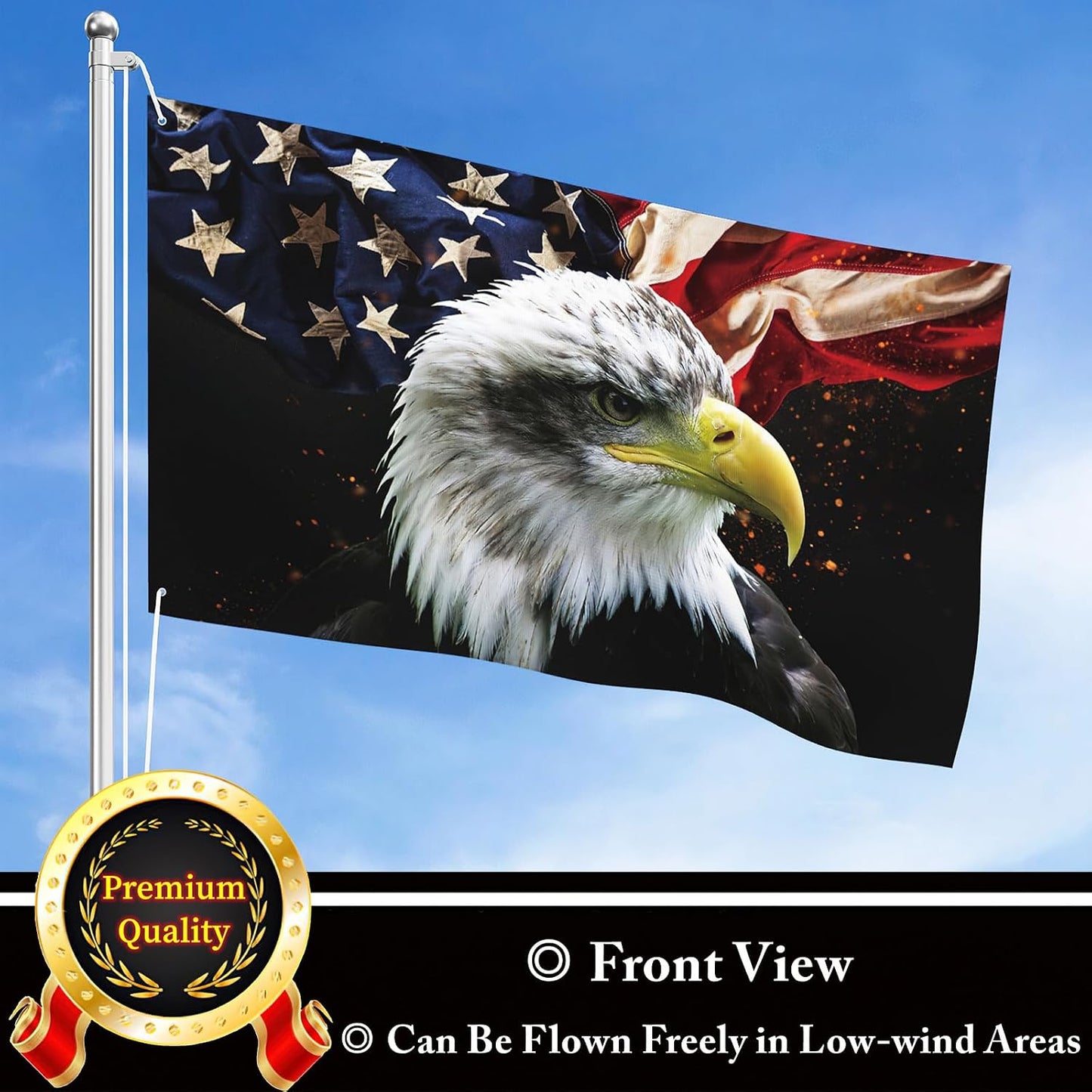 Bandera Americana Vintage 3x5ft Doble Cara 12x18" 4 de Julio