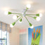 Lámpara techo Sputnik 8 luces verde para comedor y sala