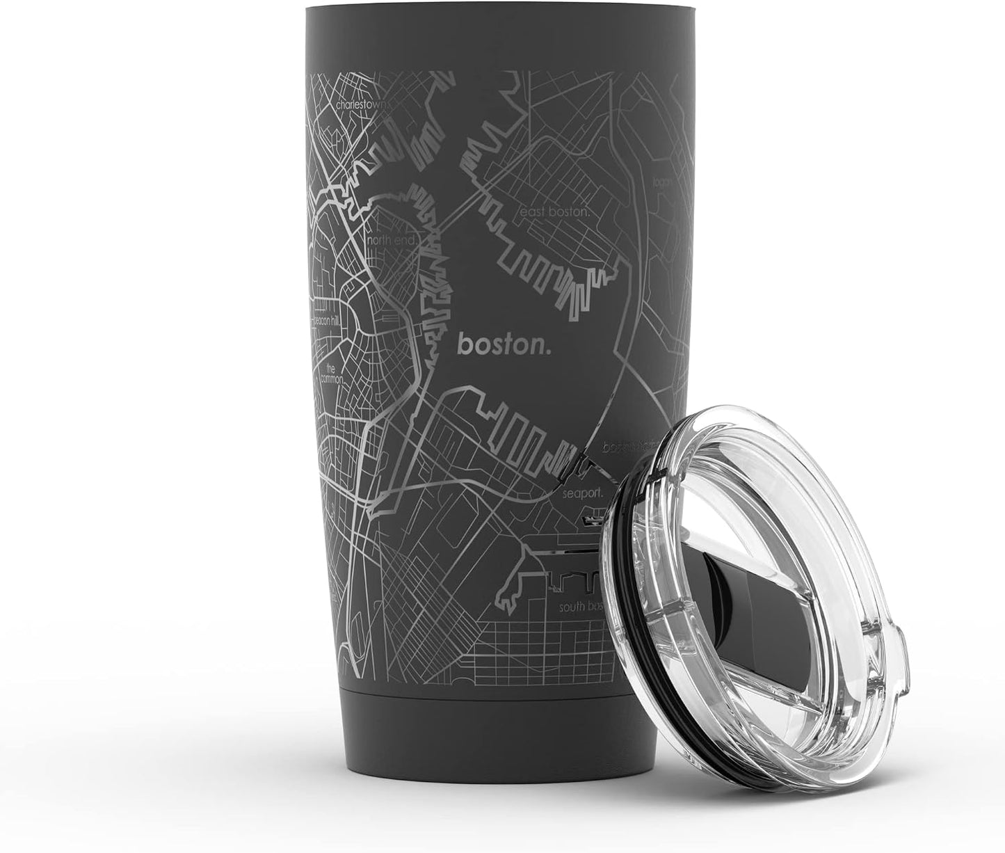 Vaso térmico acero inox grabado mapa Boston 20oz negro