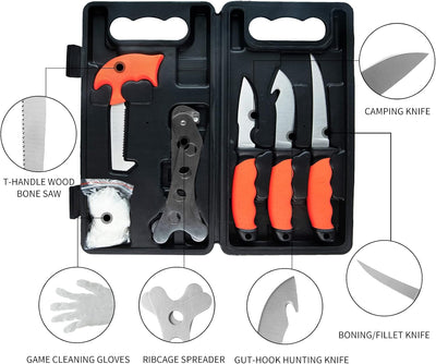 Set 7 Cuchillos Caza Capado Deshuesado con Estuche