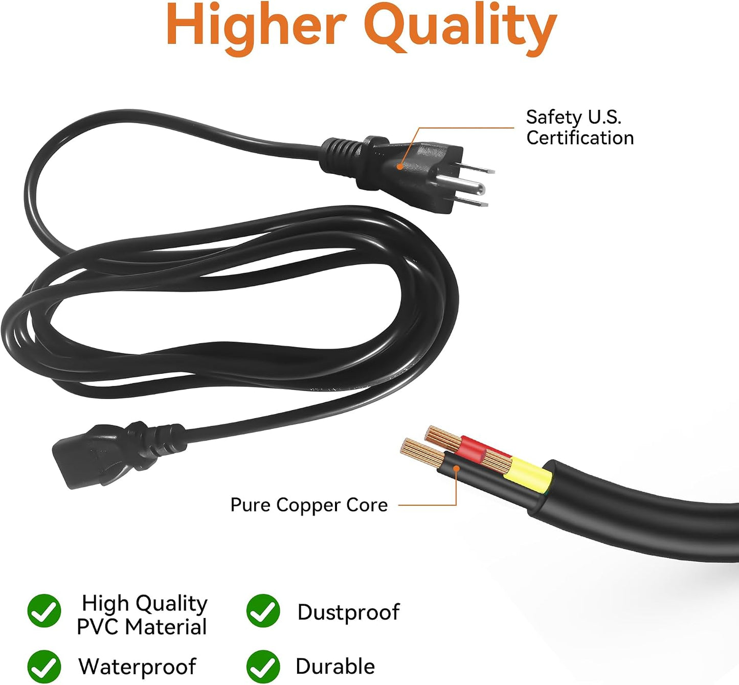 Cable alimentación CA 10pies 3 clavijas para parrilla pellets