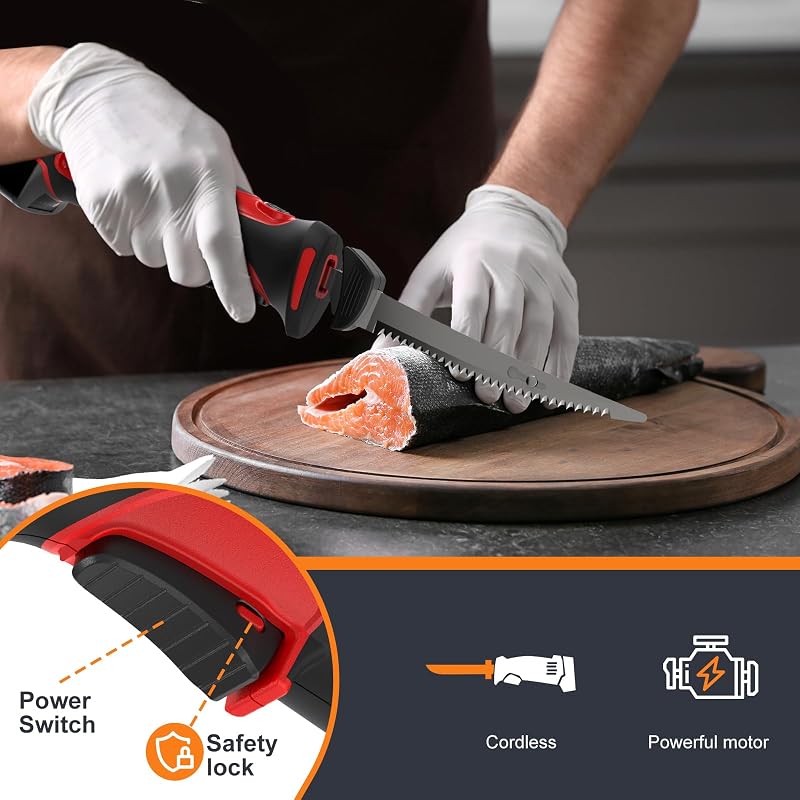 Cuchillo eléctrico para filetes 4 cuchillas acero inox
