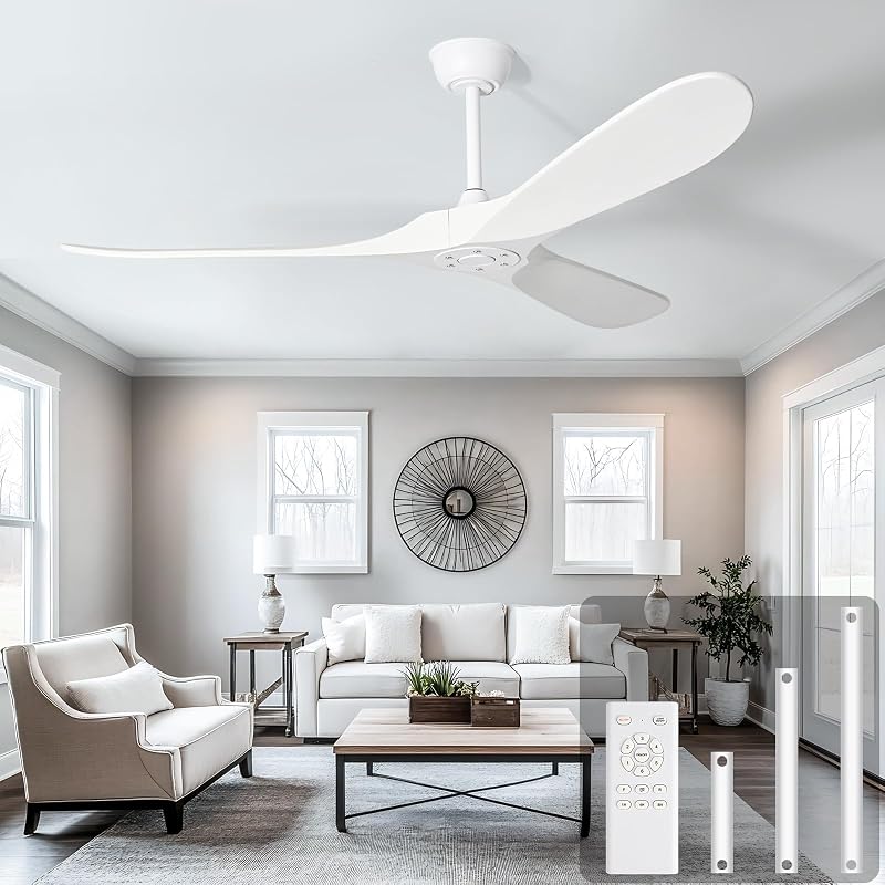 Ventilador techo 60pulg madera 3 aspas interiores exteriores