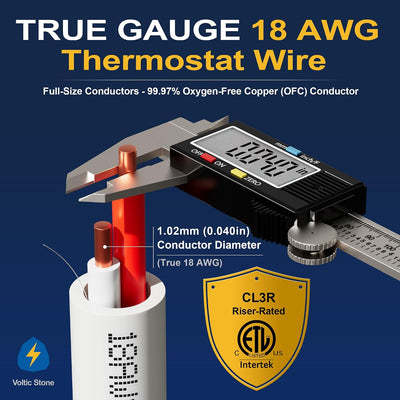 Timbre termostato cable HVAC 18 AWG cobre puro cert ETL CL3R