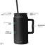 Vaso acero inox 1.5l con asa tapa pajita
