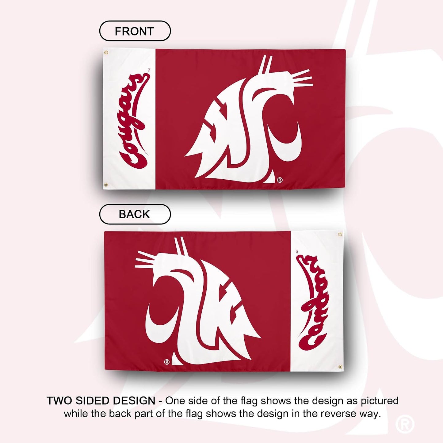 Bandera WSU Cougars 3x5ft 100% poliéster
