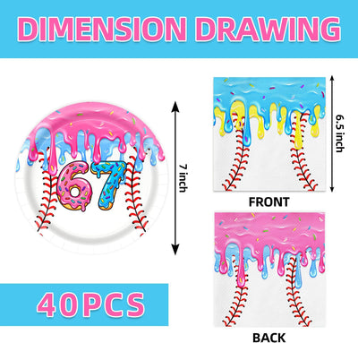 40 Platos Postre Béisbol Helado Servilletas Fiesta 67 Multicolor