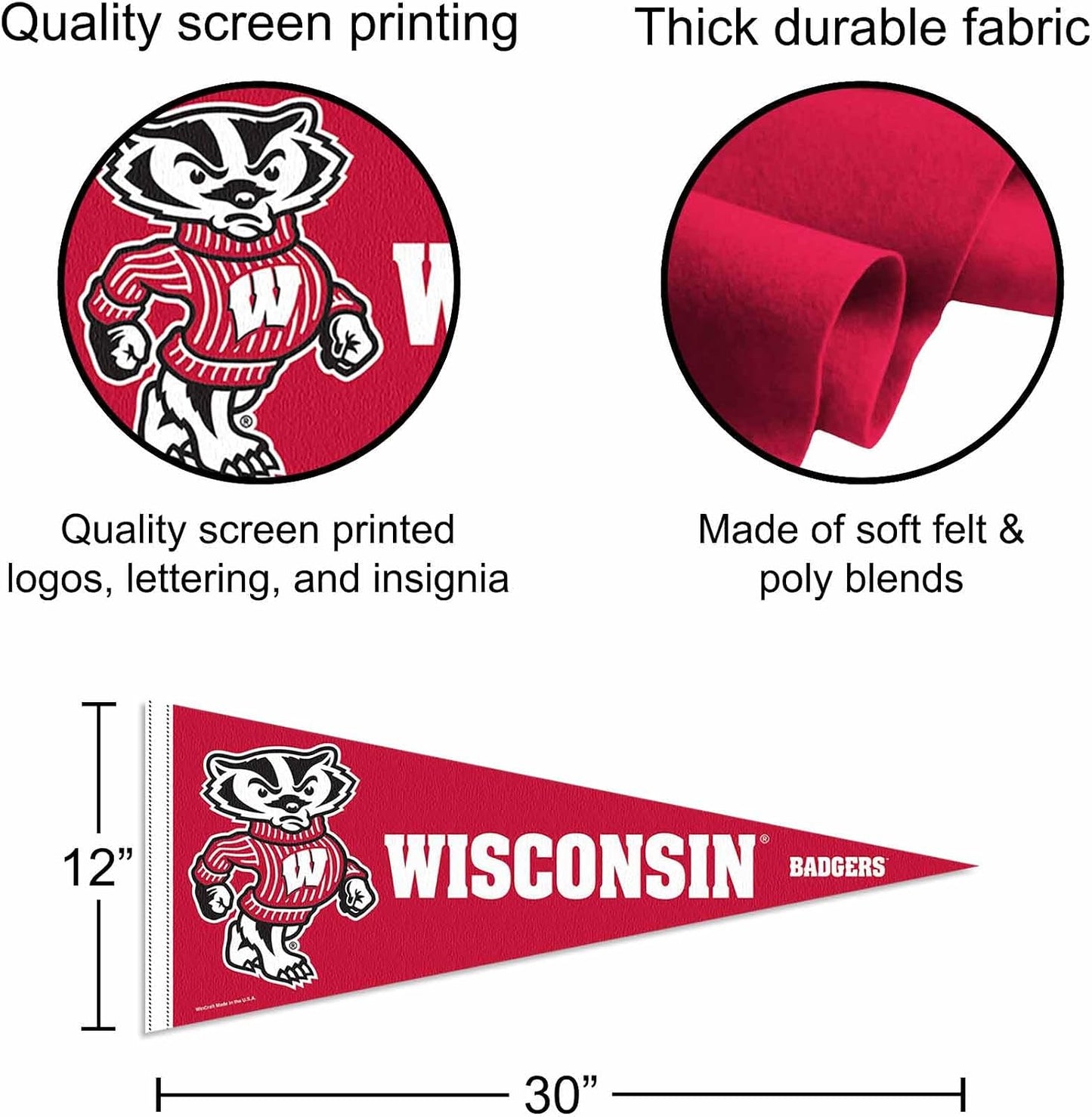 Banderín con logotipo Badgers Bucky Wisconsin