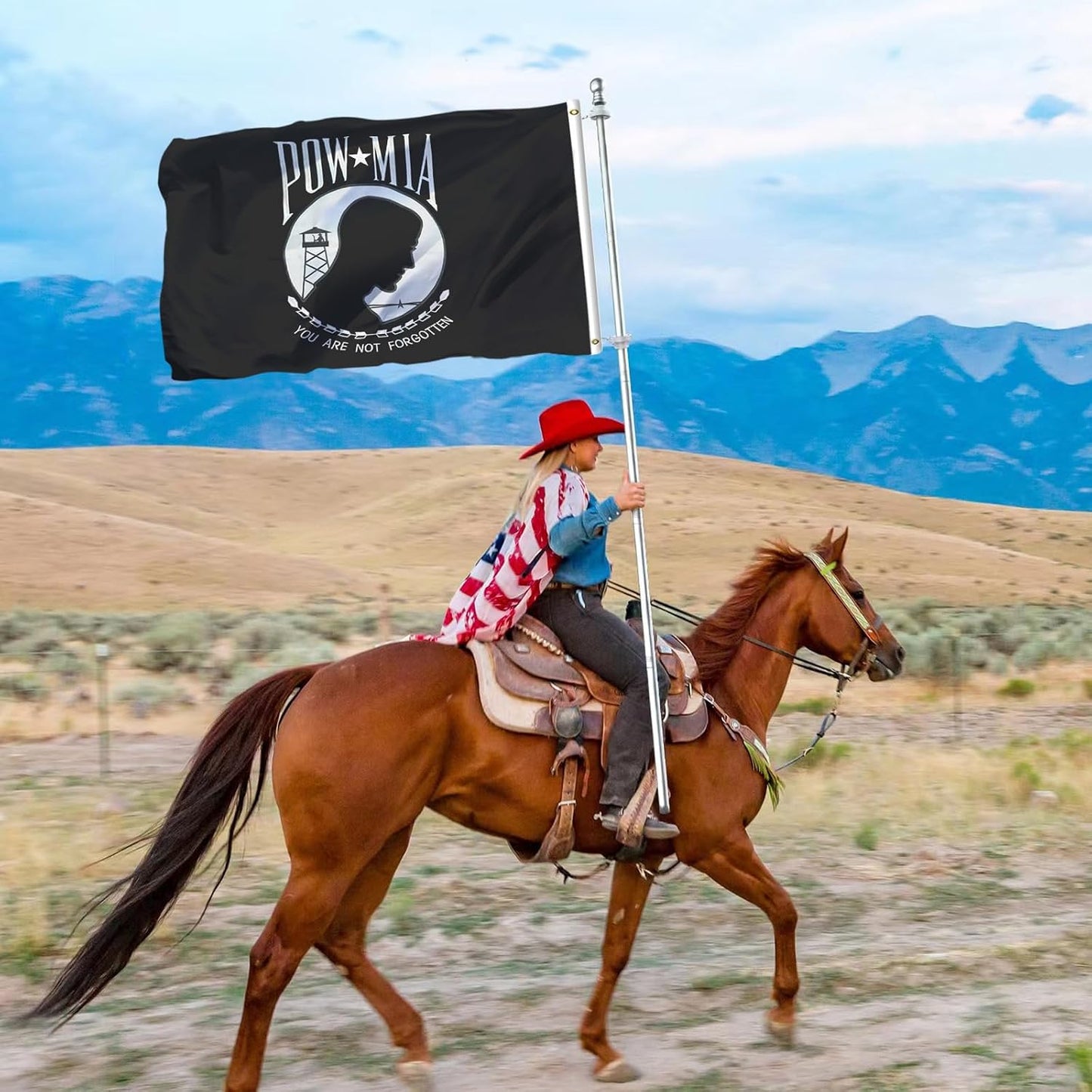 Banderas bordadas Pow MIA 3x5 resistente nailon