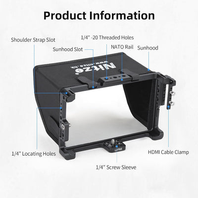 Jaula monitor Feelworld LUT6S con capó HDMI y riel NATO