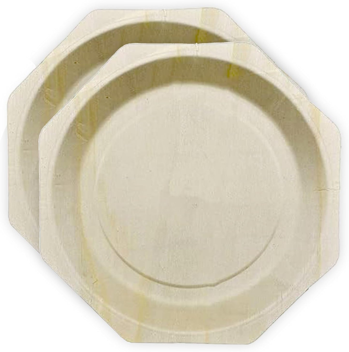 Platos madera octagonal 11pulg set 25 beige