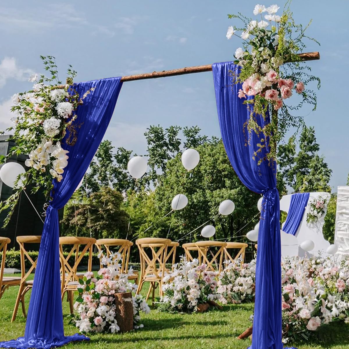 Telón fondo boda 29x20ft tela drapeada azul rey