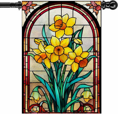 Bandera arpillera doble cara 28x40pulg estilo vitral