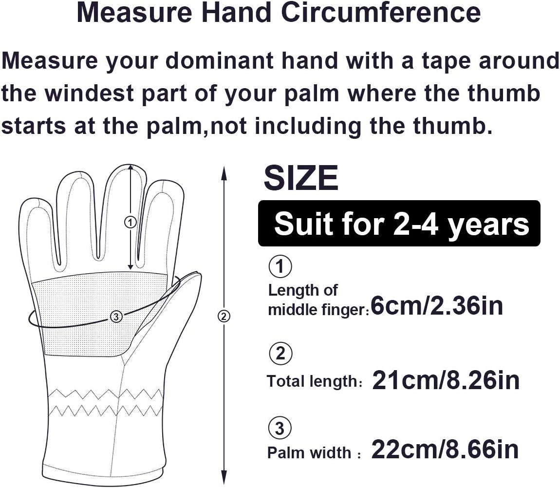 Guantes esquí niños 1-4 años cálidos para nieve