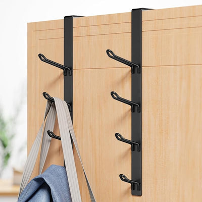 8 Ganchos Verticales para Puerta Toallas y Perchas Negro Pack 2