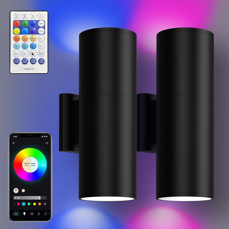 Luces pared LED RGBCW 120W doble haz control RF 2700K-6500K