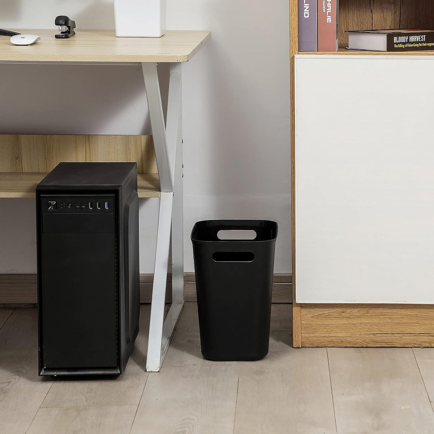 Cubo basura plástico 3.5gal negro set 3 para baño cocina