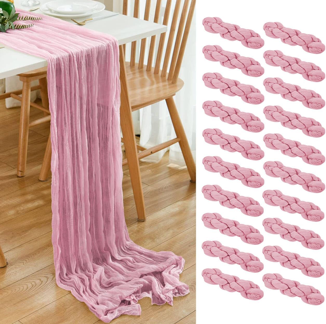 20 Caminos Mesa Estopilla Rosa Claro 17x108pulg Estilo Bohemio