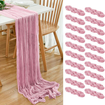20 Caminos Mesa Estopilla Rosa Claro 17x108pulg Estilo Bohemio