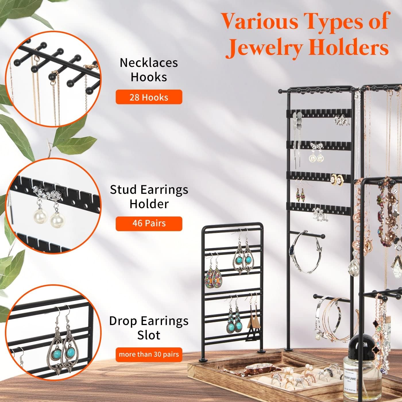 Soporte joyas 4 niveles para aretes collares pulseras