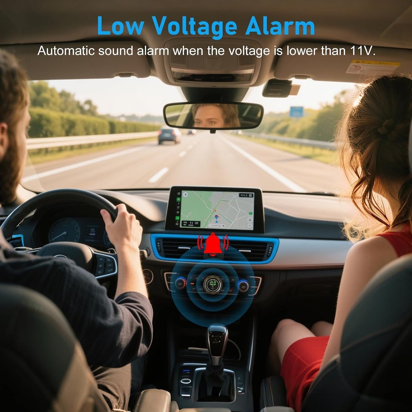 Voltímetro digital LED 12V impermeable con alarma