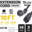 Cable extensión plano 10ft 13A negro calibre 16