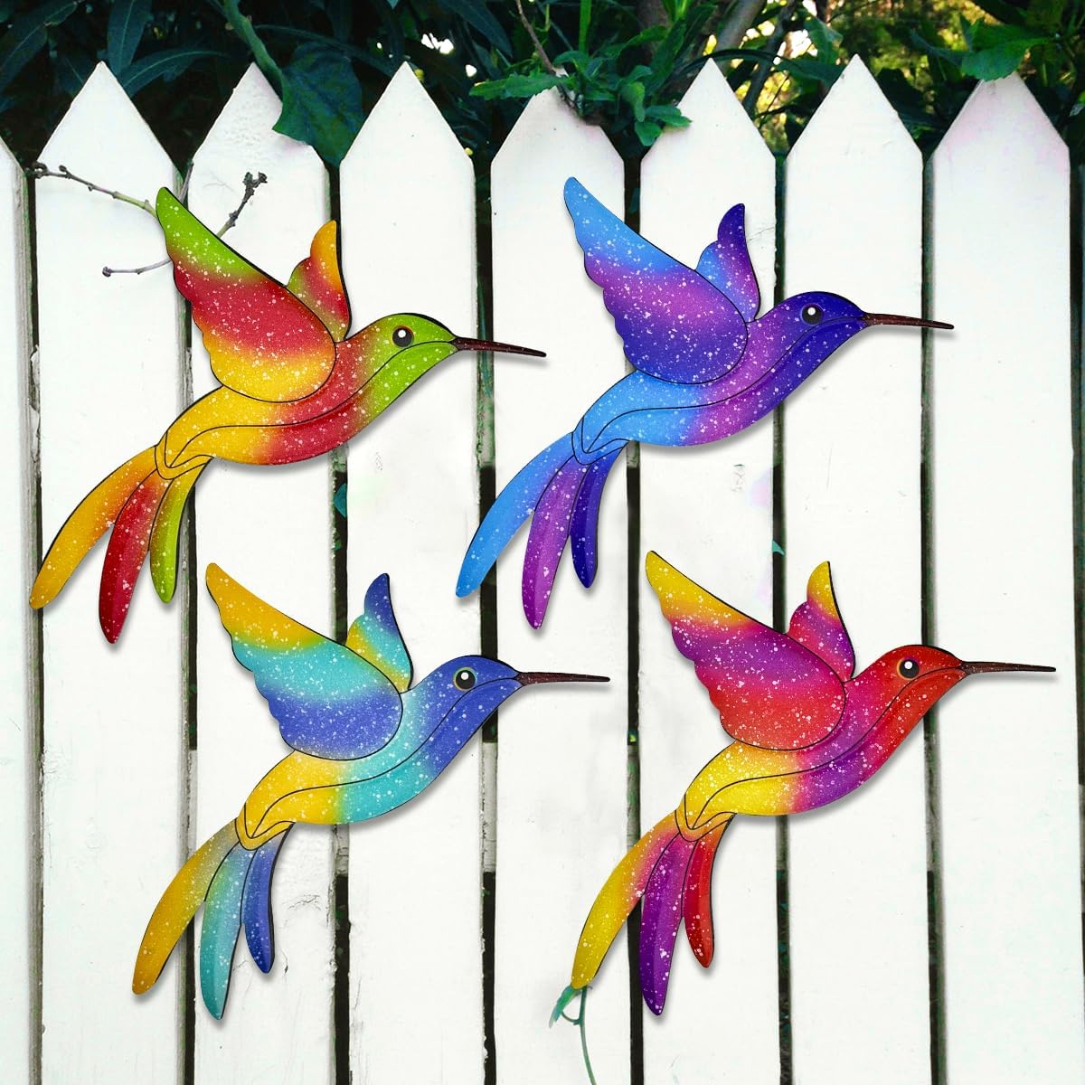 Decoración colibrí metal para valla jardín patio 4 pzas