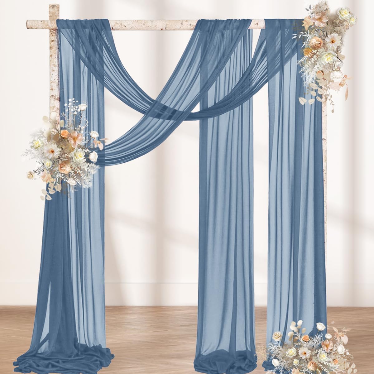 Telón arco boda 2 paneles 29x20pulg azul empolvado transparente