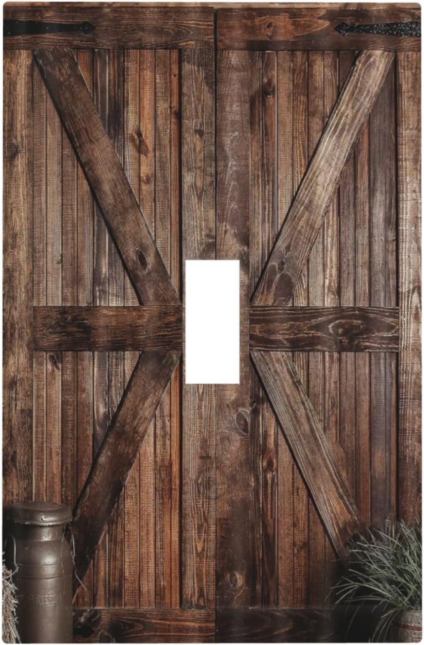 Tablero madera rústica puerta granero interruptor luz palanca