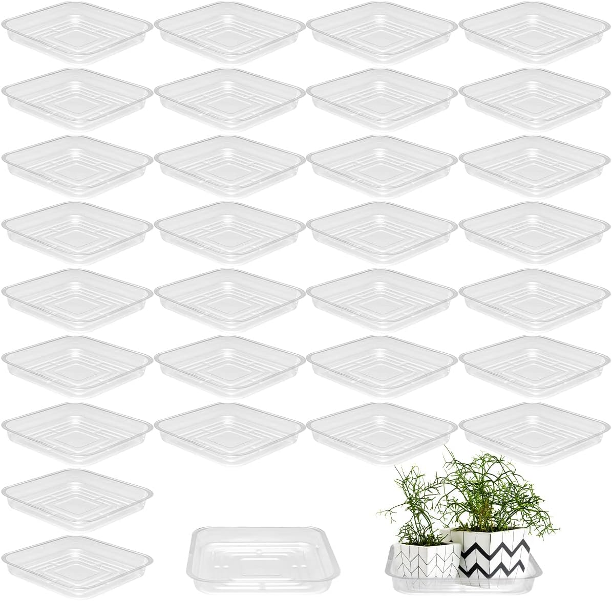 30 Pzas Platillos Plástico 8pulg para Plantas Interiores