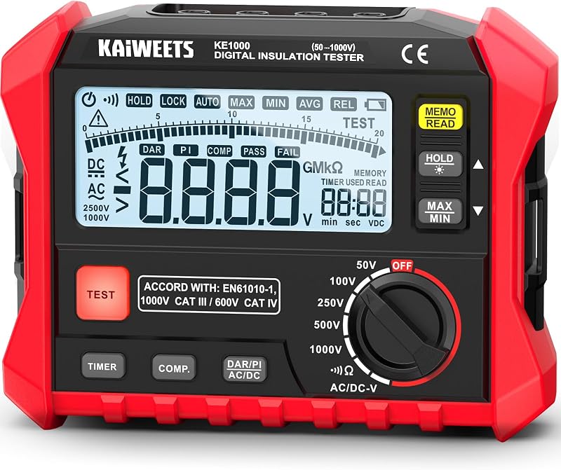 Megohmmetro con prueba de voltaje CA/CC hasta 100 GΩ