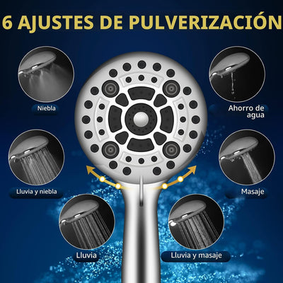 Cabezal ducha mano 5pulg 6 modos pulverizacion cromado