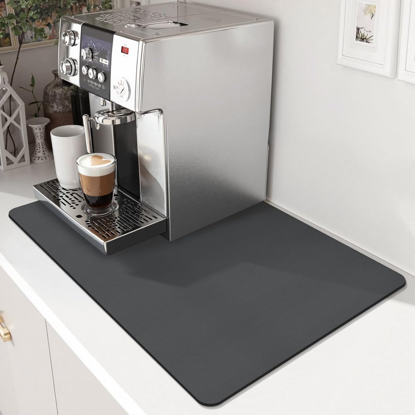 Tapete café 11.8x19.6pulg secado platos goma antiderrap
