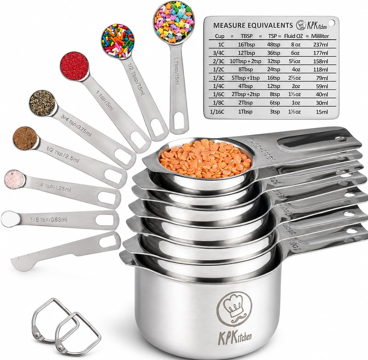 Juego tazas y cucharas medidoras acero inox 16-7