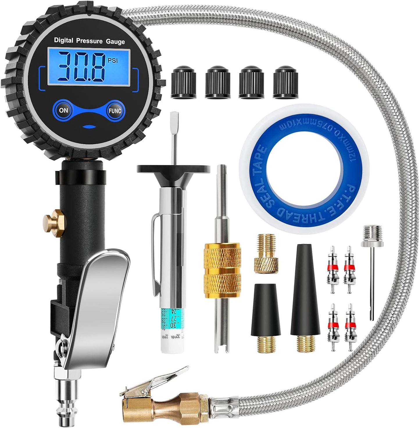 Inflador neumáticos digital con medidor 200 PSI dial 2"